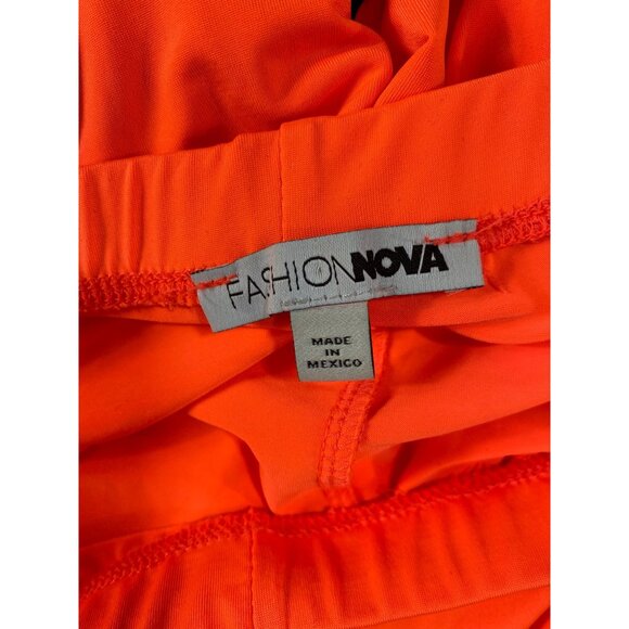 3-Piece Neon Orange Loungewear Set Fashion Nova Bra Pants & Long Duster Large - Picture 8 of 8